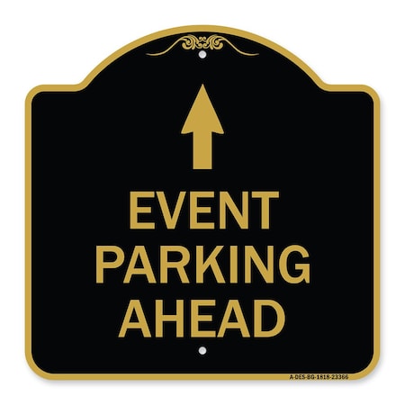 Signmission Designer Series Sign Parking Sign & Post Kit, Black & Gold Aluminum Sign, 18" x 18", BG-1818-23366 A-DES-BG-1818-23366